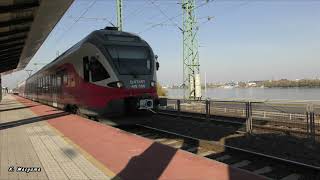 ドナウ川沿いのハンガリー国鉄MÁV H-START 415 056 (Red) along Danube River, Budafok Oct/2019 Hungary