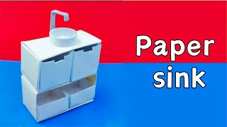 Paper sink with drawers | Dollhouse Bathroom | Origami Doll-house Furniture