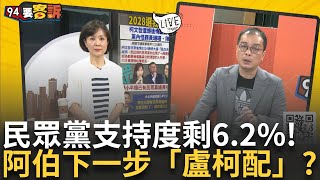 【精華】最新政黨民調曝 民眾黨慘剩6.2%! 鍾小平曝:已有白營北市議員接觸國民黨! 柯文哲後悔藍白合破局? 下一步2028寄生盧媽媽?｜王時齊 主持｜【94要客訴】20240802｜三立新聞台