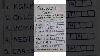 SOLVE JUMBLE PUZZLE IN ENGLISH (FIND OUT ENGLISH WORDS IN PUZZLE) #shortsviral @Nissarwritings