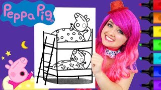 Coloring Peppa Pig & George Bedtime Coloring Page Prismacolor Paint Markers | KiMMi THE CLOWN