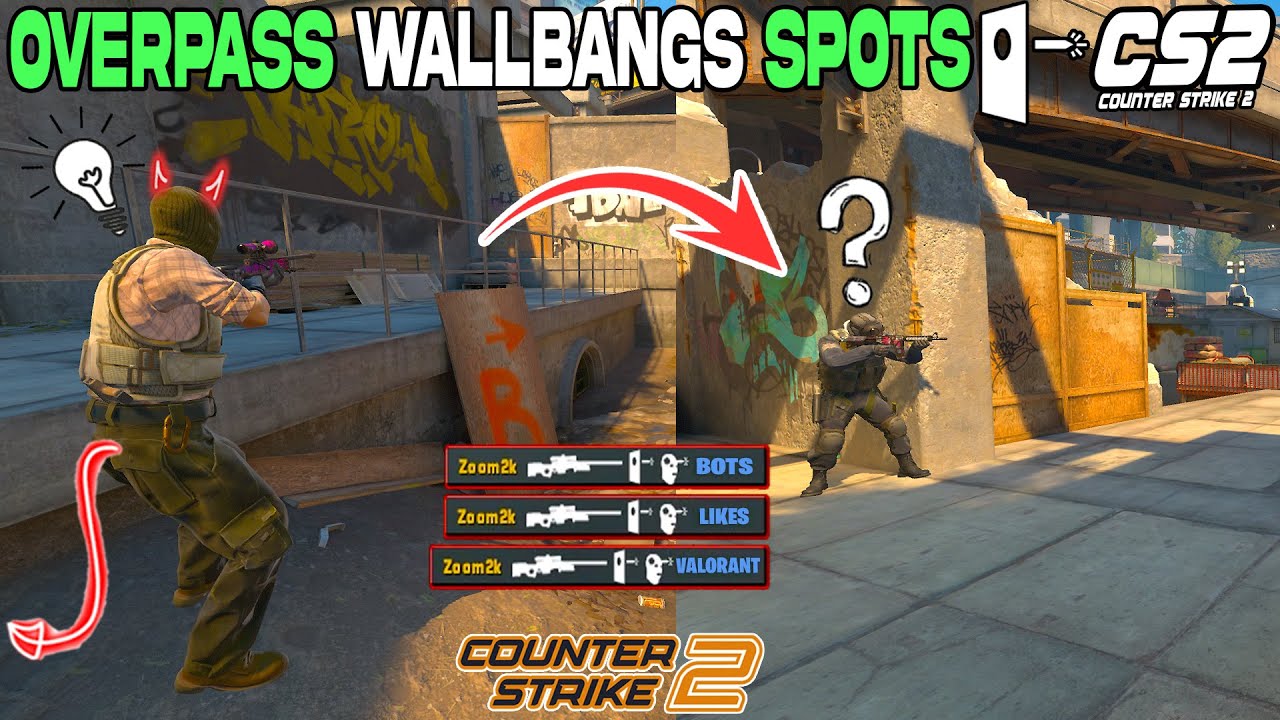 CS2 Overpass All WALLBANG SPOTS ( FREE FRAGS ) #cs2 - YouTube