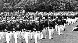 Honor girl presents colors to the midshipman during the final dress parade at the...HD Stock Footage