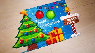 Christmas Rangoli/ Merry Christmas Colour Sand art/Easy Christmas rangoli/Christmas Decorations