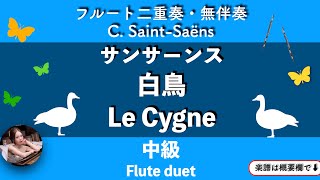 【白鳥】フルート二重奏 | 無伴奏| サンサーンス | 楽譜 | Le Cygne  | flute duet non acaompaniment | Saint-Saëns