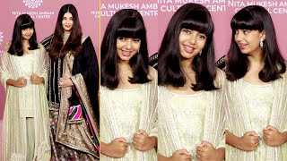 Aishwarya Rai Bachchan Daughter Aaradhya Making Cute Faces At Nita Ambani Cultural Centre Launch