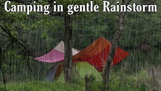 Camping in the Rain, Tent with Heavy Rainstorm
