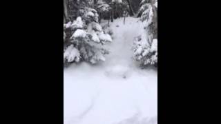 Major powder launch by 7yr old Conrad Sweatman, Stowe, VT skier