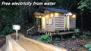 Build free hydroelectricity for wooden cabin in the forest in 5 minutes | Living