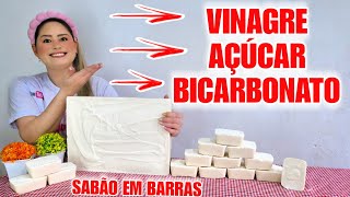 SABÃO DURÃO EM BARRAS DE BICARBONATO VINAGRE E AÇÚCAR-  COM 7L DE ÓLEO