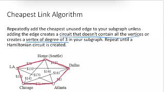 Math 1030 Unit 1 - Cheapest Link Algorithm