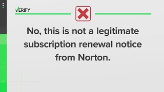 Fake subscription auto-renewal notice claiming to be from Norton latest imposter scam email: VERIFY