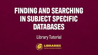 Finding and Searching in Subject Specific Databases