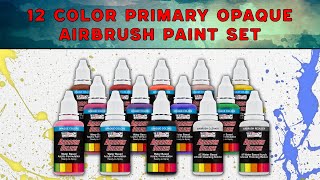 Airbrush Paint Set - 12 Color Primary Opaque with Reducer \u0026 Cleaner, Ready to Spray Air brush Paint