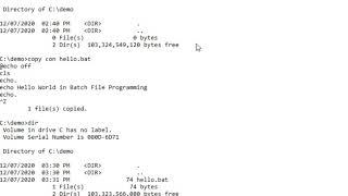 Hello World in Batch File Programming