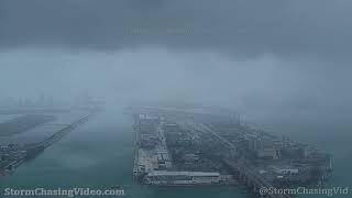 Heavy rain from Tropical Storm Nicole fall on the Port Of Miami, FL - 11/9/2022