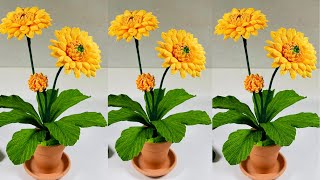 How to make gerbera flowers with crepe paper #icraftpaper #handmade #paper #craft #diy #gerbera