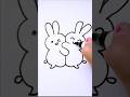 How to draw rabbit 🐰🐇💕easy with a few numbers and letters | rabbit drawing step by step | hugging