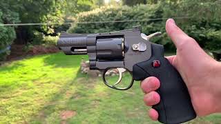 Crosman SNR357 .177-Caliber Pellet/4.5 MM BB CO2-Powered Snub Nose Revolver, Black/Grey