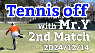 テニスオフ 2024/12/14 シングルス2試合目 中級前後 Tennis with Mr.Y Men's Singles Practice Match Tracked by SwingVision