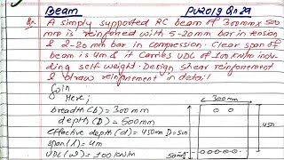 Design shear reinforcement in beam | PU2012Qn2a | Beam Design | Prashant YT | BE Civil | TU,PU,KU,|