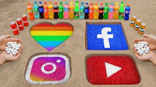 YouTube, Facebook, and Instagram Logo in the Hole with Orbeez, Popular Sodas & Mentos
