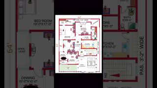 Autocad Home plan of 50'x64' #autocad #architecture #civilengineering