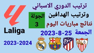 ترتيب الدوري الاسباني وترتيب الهدافين ونتائج مباريات اليوم الجمعة 25-8-2023 من الجولة 3