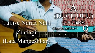 Tujhse Naraz Nahi Zindagi | Lata Mangeshkar | Easy Guitar Chords Lesson+Cover, Strumming Pattern...