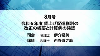 月刊DVD 速報・税務セミナー 2024年8月号「令和６年度 賃上げ促進税制の改正の概要と計算例の確認」ダイジェスト