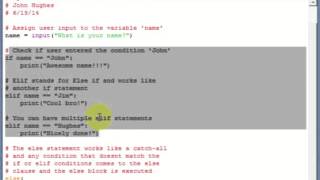 Python 3 Programming Tutorial [13] Else & Elif Statements
