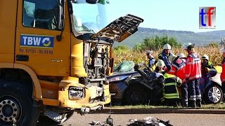 FORD vs Concrete Mixer, Extrication / VU-Schwer, Fahrer eingeklemmt, Weinstadt, Germany, 29.09.2016.