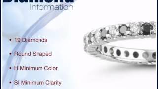 1.05 Cts Black and White Diamond Eternity Ring in 14K White Gold - Mysolitaire.com