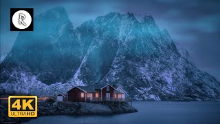 4K - ❄ Winter House at the Coast - Snowstorm, Blizzard \u0026 Strong Winds - Insomnia, Sleep, Relaxing