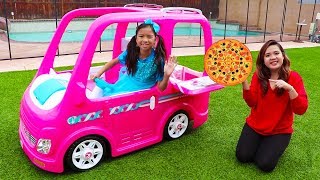 Wendy Pretend Play Food Delivery w/ Pink Barbie Food Truck Car Toy