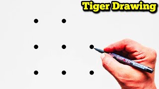 How to draw Tiger from 8 Dots step by step Easy | Easy Tiger Drawing | Dots Drawing