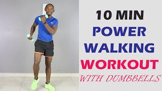 10 Minute Indoor Power Walking with Dumbbells 🔥 100 Calories 🔥