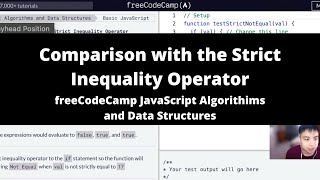 Comparison with the Strict Inequality Operator (Basic JavaScript) freeCodeCamp tutorial