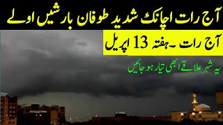Torrential Rain hailstorm and gust winds expected | Pakistan Weather Update | All cities names |