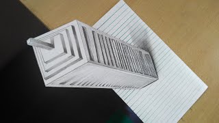 Drawing 3d skyscraper on line paper- How to draw a building illusion - by Abhi Artzz