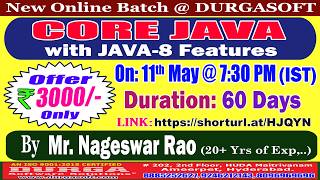 CORE JAVA with JAVA-8 Features Online Training @ DURGASOFT