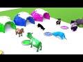 5 giant duck cartoon cow elephant tiger lion dinosaur paint wild animals crossing fountain animation