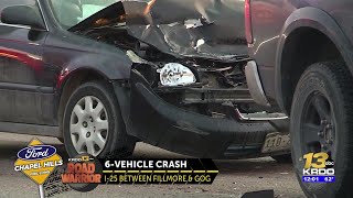 UPDATE: I-25 SB back open, no major injuries reported in multi-car crash