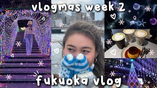 vlogmas week 2 ⛸️❄️: first time in fukuoka, christmas markets, teamLab forest, viral food spots, etc