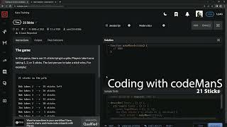 Codewars 7 kyu 21 Sticks Javascript