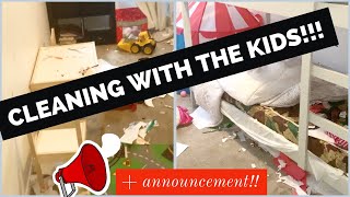 SPEED CLEANING WITH THE KIDS\\ extreme mess kids room\\ channel announcement 2022 goals