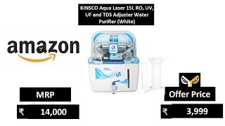 KINSCO Aqua Laser 15L RO, UV, UF and TDS Adjuster Water Purifier (White)