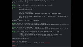 Native compilation of parallel Hello World with MPI in Julia