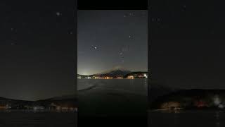 富士山　山中湖（凍結）　星空　タイムラプス