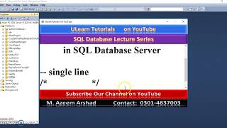 Single line & multi line Comment in SQL Server Database Part 19
